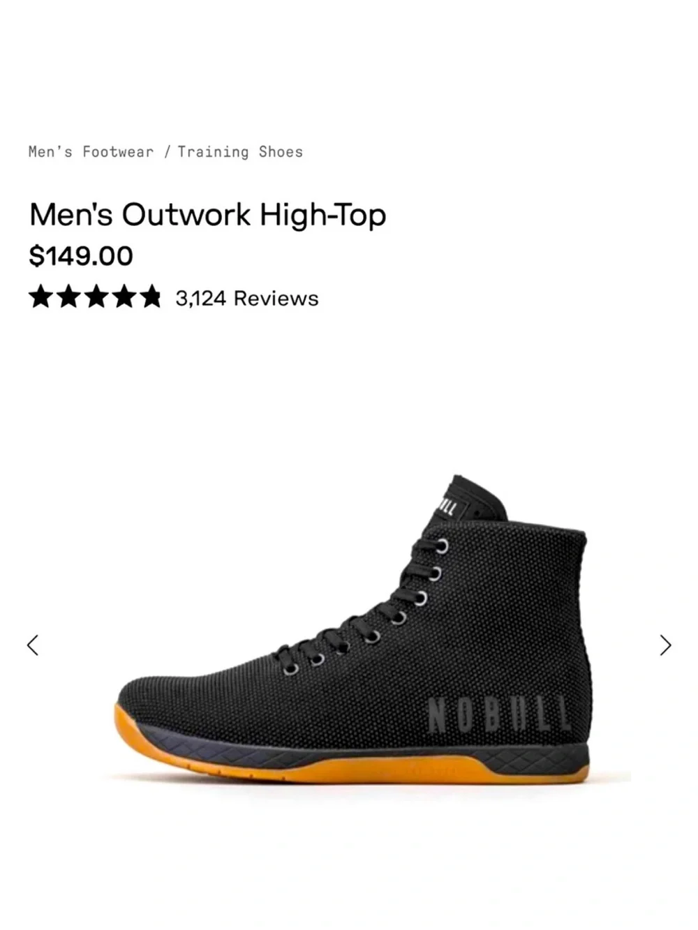 Nobull Black Gum Outwork High Top Shoes Mens 10 Athletic Training Sneakers